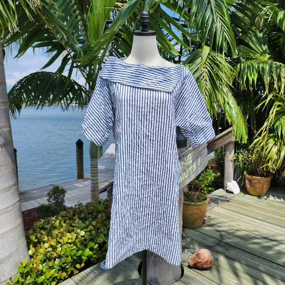 Finley Nautical Sailor Stripe Portrait Collar Spectator Dress Sz XS - Picture 13 of 13